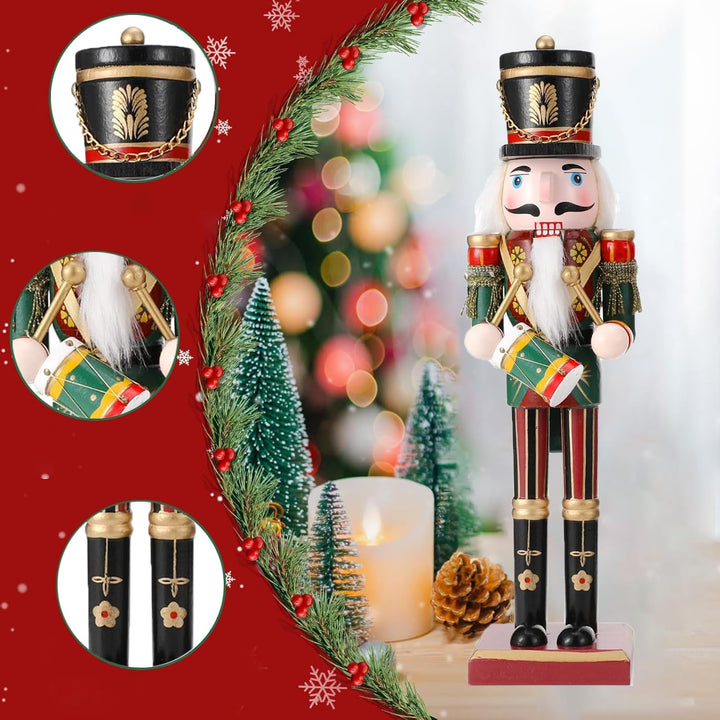 2Pcs Nussknacker Soldat, 30 cm Holz-Nussknacker Weihnachtsnussknacker Figuren für den Kamin, Klassis
