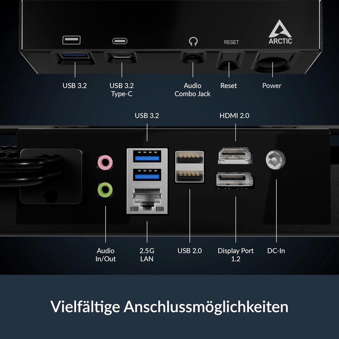 ARCTIC Senza 5500GT - Passiv gekühlter, lautloser PC zur Montage unter dem Tisch, Windows 11 Home, A