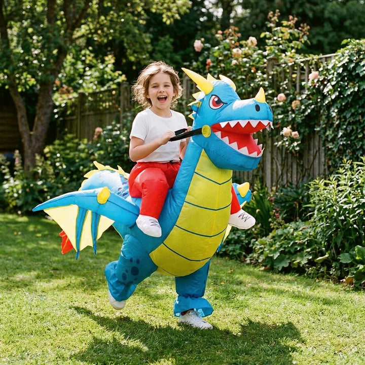 AirSuit® Aufblasbares Drachenkostüm für Kinder | Grösse 120 bis 150cm | Aus sehr strapazierfähigem P