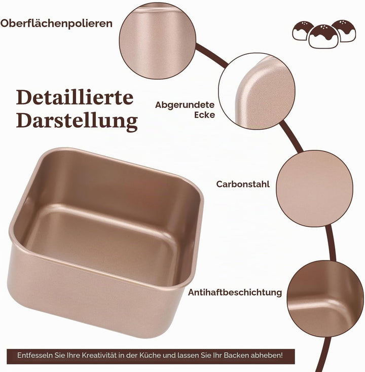 Brotbackform 17cm/21cm/23cm Quadratisch 8cm Tief Kastenform Karbonstahl Antihaftbeschichtung Brotfor