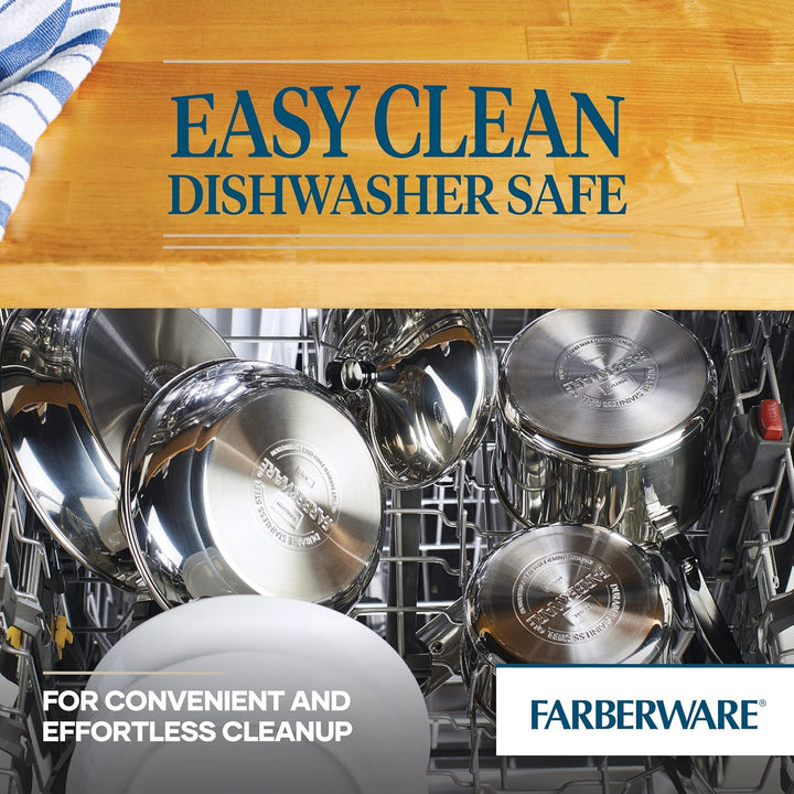 Farberware Klassischer Stieltopf mit Deckel, Edelstahl, 4 l – silberfarben 4 Quart Regulärer Deckel,
