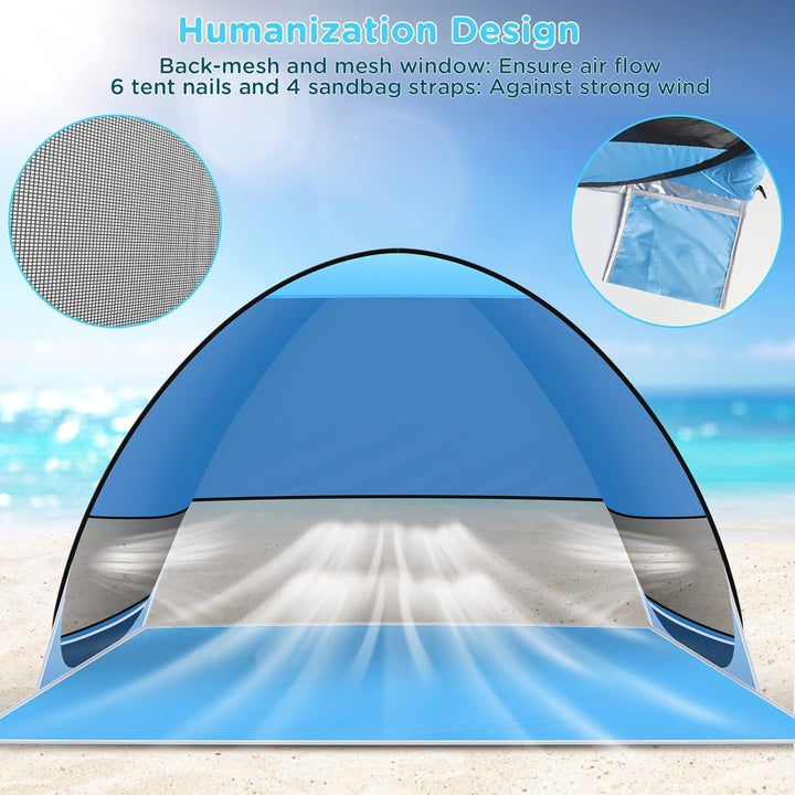 Strandmuschel Pop Up Zelt,Tragbar Light Automatisches Strandzelt UPF 50+ wurfzelt Sun Shelter für 3-