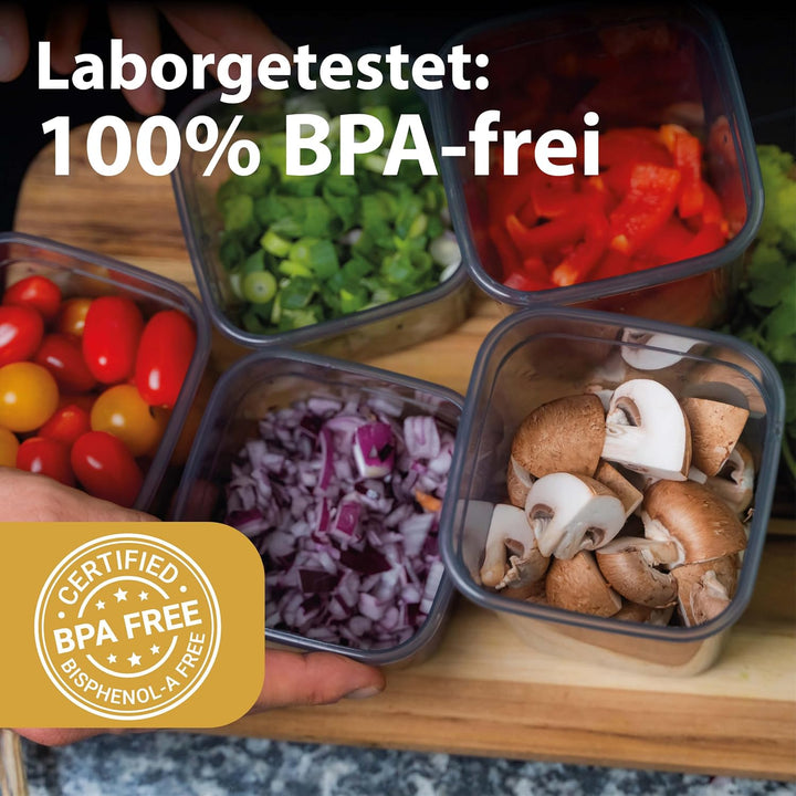 QOONA Luftdichte Vorratsdosen mit Deckel [1500ml - 6er-Set] Anthrazit - Stapelbar &amp; platzsparend für