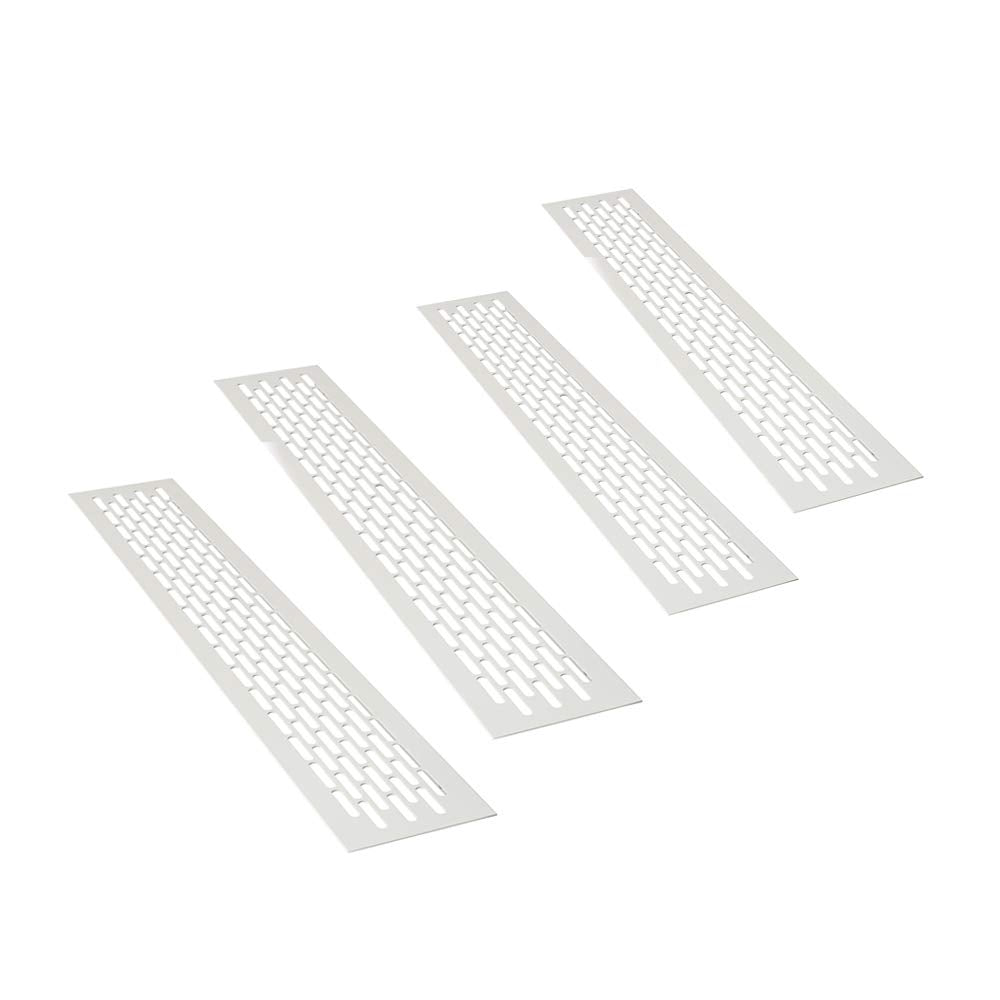 sossai® Aluminium Lüftungsgitter - Alucratis (4 Stück) | Rechteckig - Masse: 48 x 8 cm | Farbe: Weis