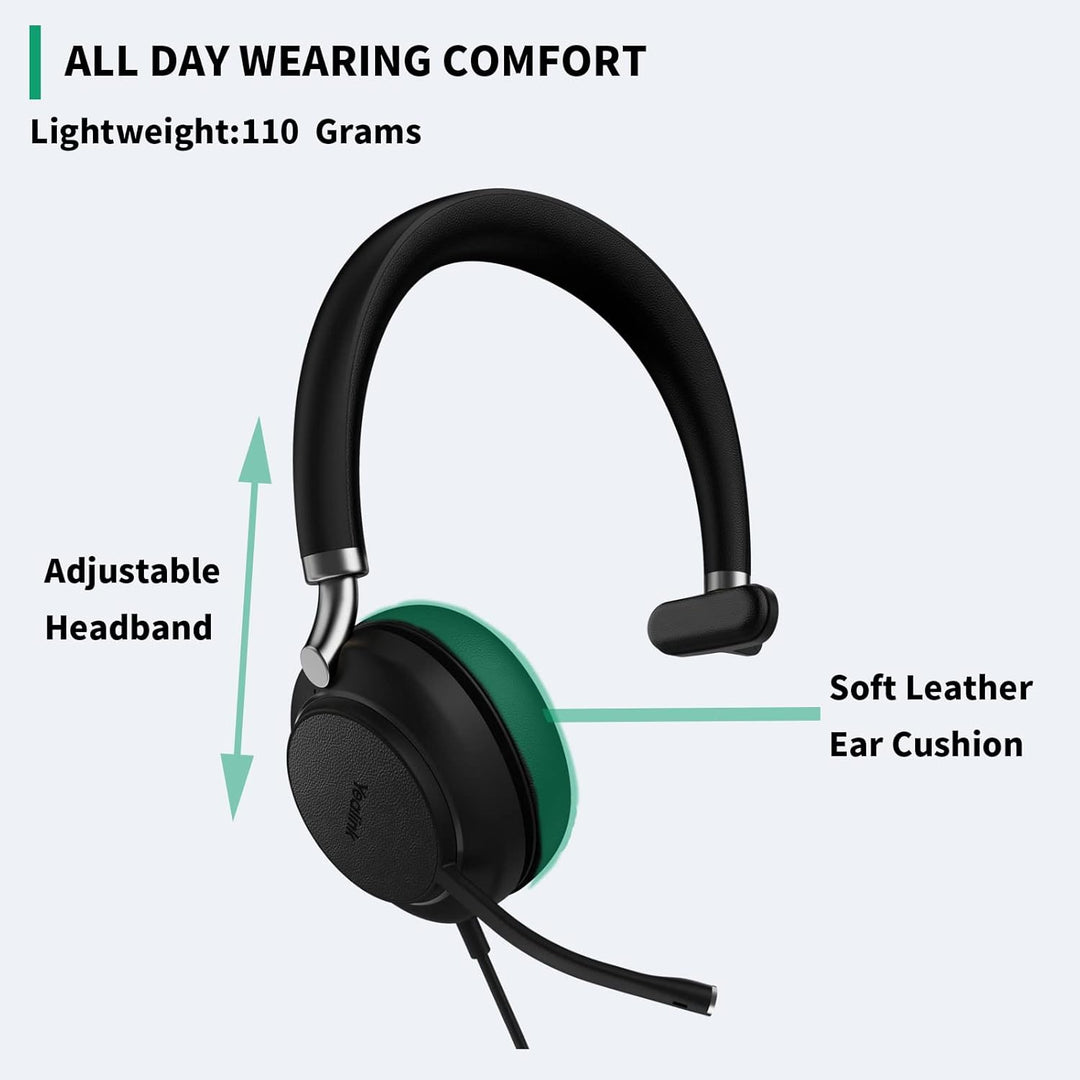 Yealink USB Headset UH38,Microsoft Teams Zertifizierte Mono/EIN Ohr Kopfhörer mit Noise Cancelling M
