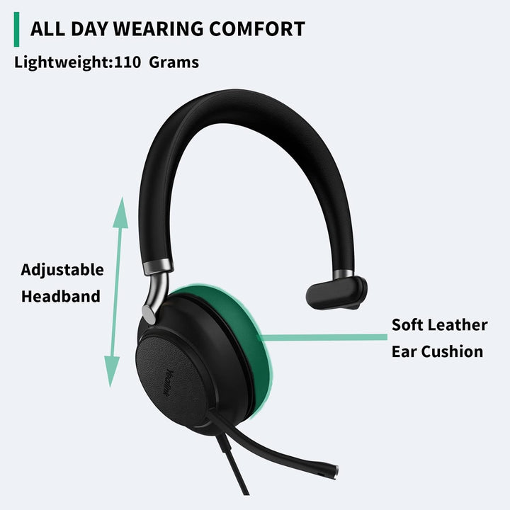 Yealink USB Headset UH38,Microsoft Teams Zertifizierte Mono/EIN Ohr Kopfhörer mit Noise Cancelling M