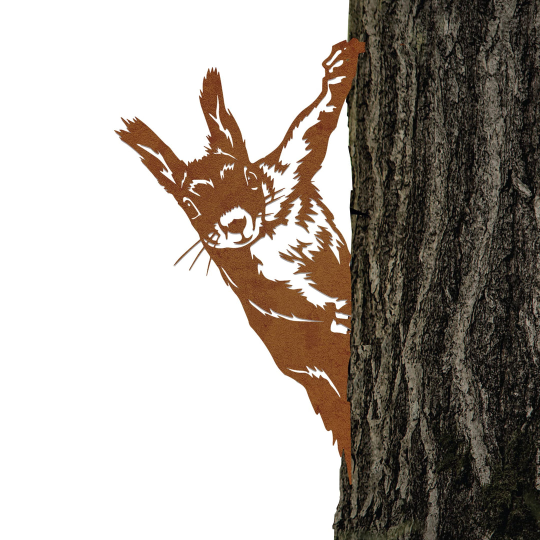 Edelrost Einhörchen Baumstecker - Gartendeko für Draussen aus echtem Cortenstahl. Metall Garten & Ba