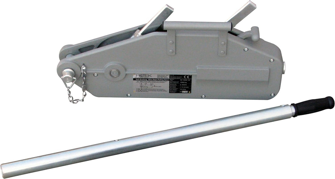 Rotek Seilzug SZ-1600, Kapazität 1.600kg inkl. 20m Spezialseil auf Haspel mit 20m Drahtseil, mit 20m