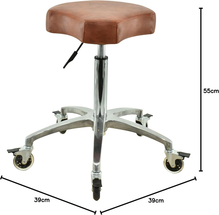 Ergonomischer Rollhocker in Hellbraun - Premium Rollen mit Bremse - Höhenverstellbarer von 55-75 cm