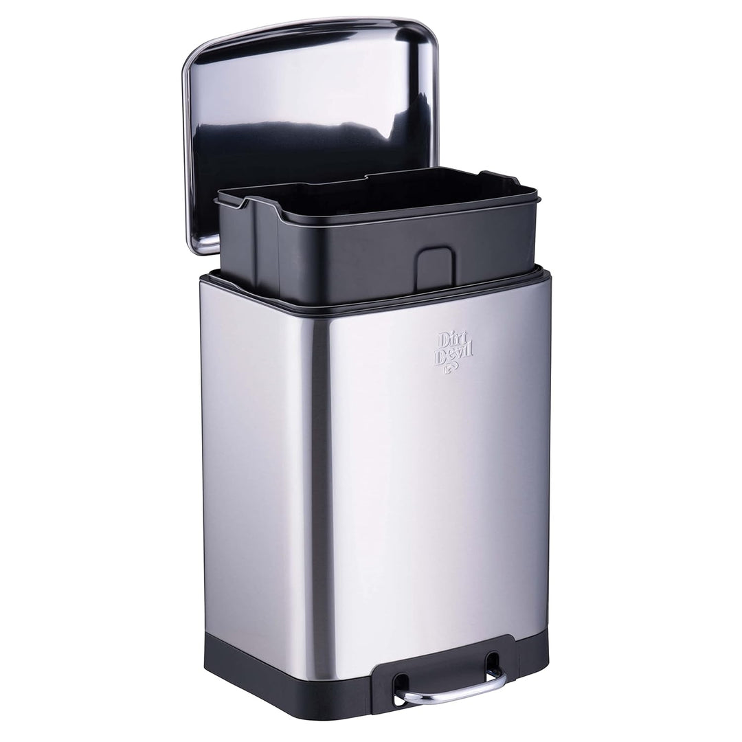 Dirt Devil Tretmülleimer 12L – Mülleimer Küche mit Soft Close – Abfalleimer aus Edelstahl – Herausne