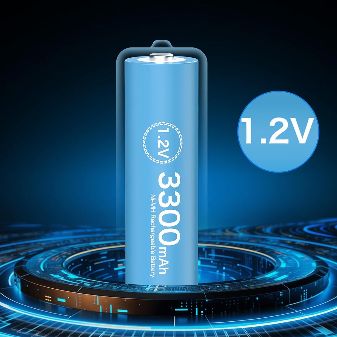 GRbatty 8 AA NiMH Wiederaufladbare Akkus 3300mAh -1.2V Hohe Kapazität 1200 Zyklen Vorgeladene Doppel
