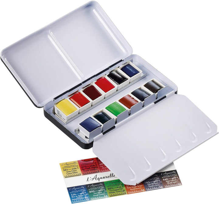 Sennelier Aquarell Zinn Metallic 12-teilig Pocket Set 12 Unité (Lot de 1) gelb, 12 Unité (Lot de 1)
