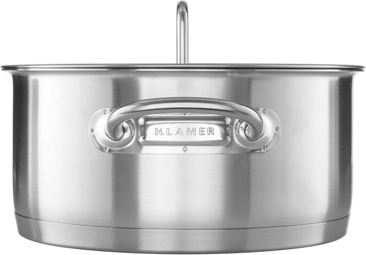 KLAMER Premium Topfset Edelstahl, Kochtopf-Set mit Glasdeckel, Töpfe Set unbeschichtet, Induktionstö