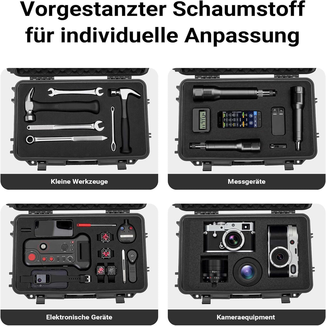 Wiltec Universalkoffer 54,5 x 32,4 x 21,5 cm, wasserdichter Transportkoffer mit Rollen, Schutzkoffer