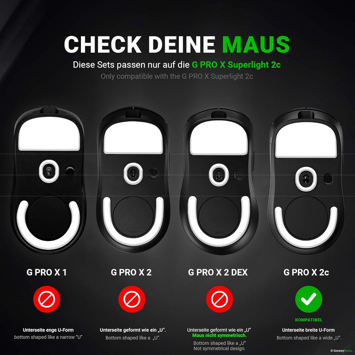 SensoryBoost HPS Glides (2er Set) kompatibel mit Logitech G PRO X Superlight 2c - Balance aus Speed