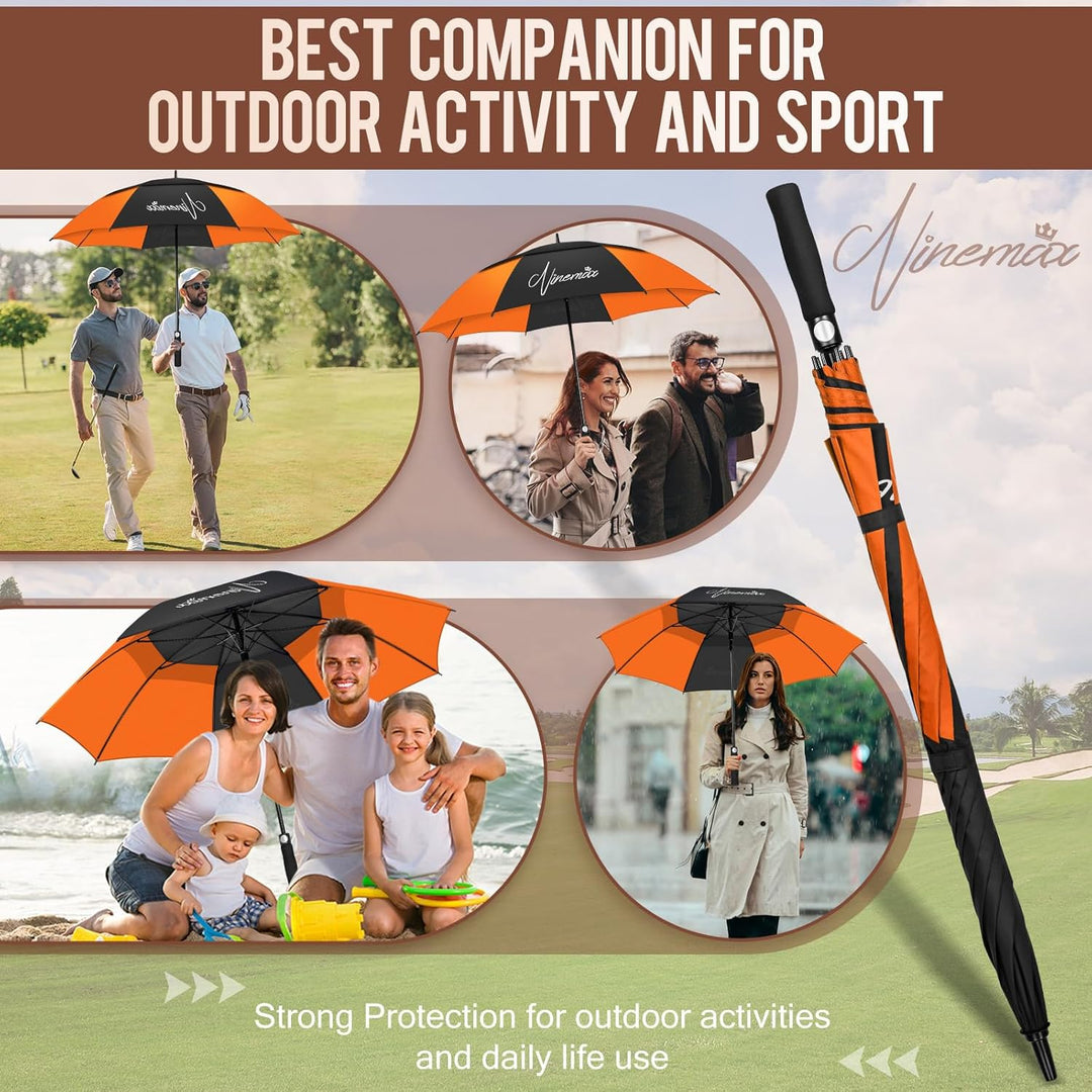 NINEMAX Golf Regenschirm Gross Sturmfest XL/XXL, Grosser Regenschirm Sturmfest Stabil, Golfschirm Gr