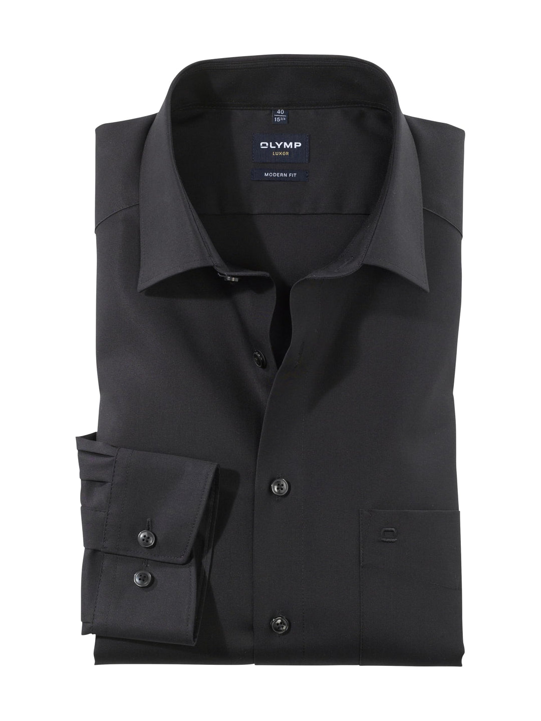 Olymp Herren Langarmhemd - Luxor Modern Fit, Gr.44, Farbe 99 schwarz