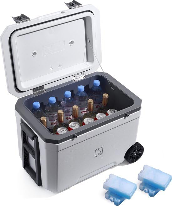 Brisby Kühlbox Camping - 45L, Kühlbox ohne Strom, inkl. 4 Dicke Kühlelemente, 3 Tage kühle Isolation