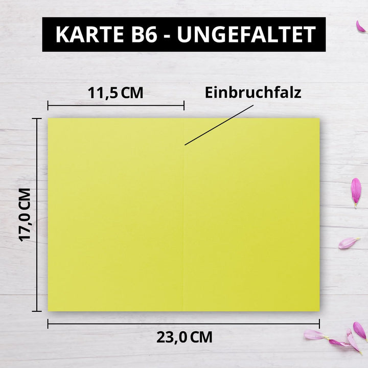 50 Faltkarten B6 - Limette - PREMIUM QUALITÄT - 11,5 x 17 cm - sehr formstabil - für Drucker geeigne