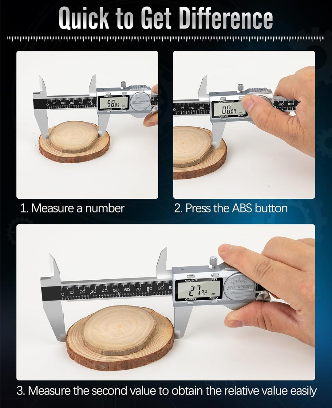 Housolution Messschieber Digital, (ABS) Absolutskala Messschieber 8 Zoll, IP54 Elektronische Schiebl