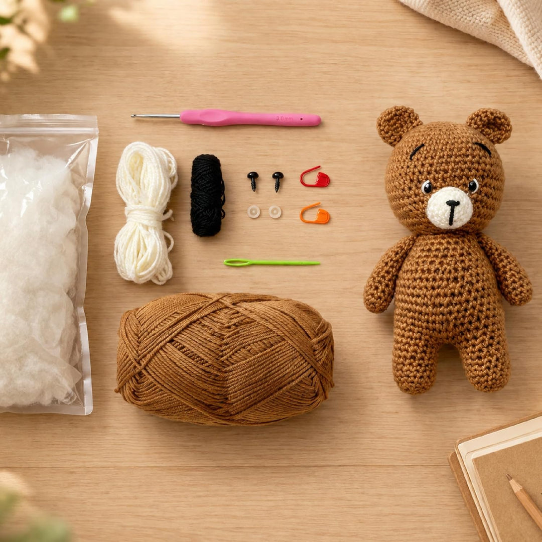 WoWoolies Amigurumi Teddy-Set – komplettes Häkel- und Häkelset | Schritt für Schritt Anleitung | ink