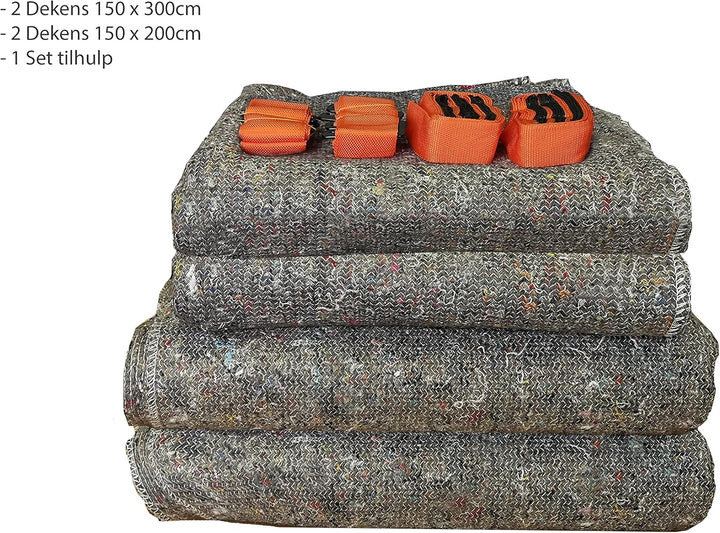 Umzugset 2 x Umzugdecke 150 x 200 cm + 2 x Umzugdecke XXL 150 x 300 cm + 1 x 2 Personen Tragegurt