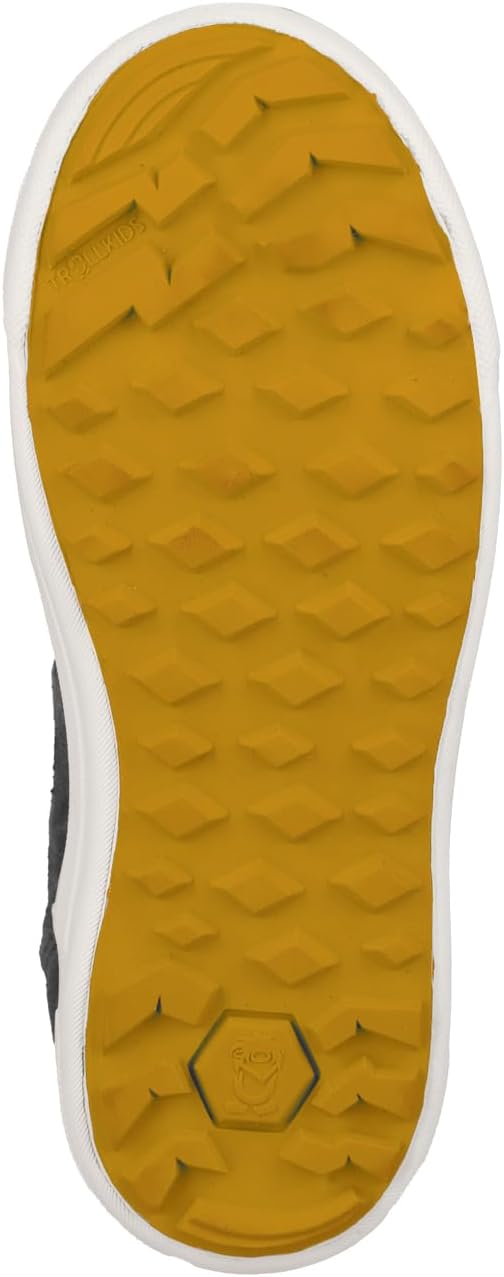 Trollkids wasserdichte knöchelhohe Kinder Schuhe mit echtem Leder GRYLLEFJORD 28 EU Anthrazit Golden