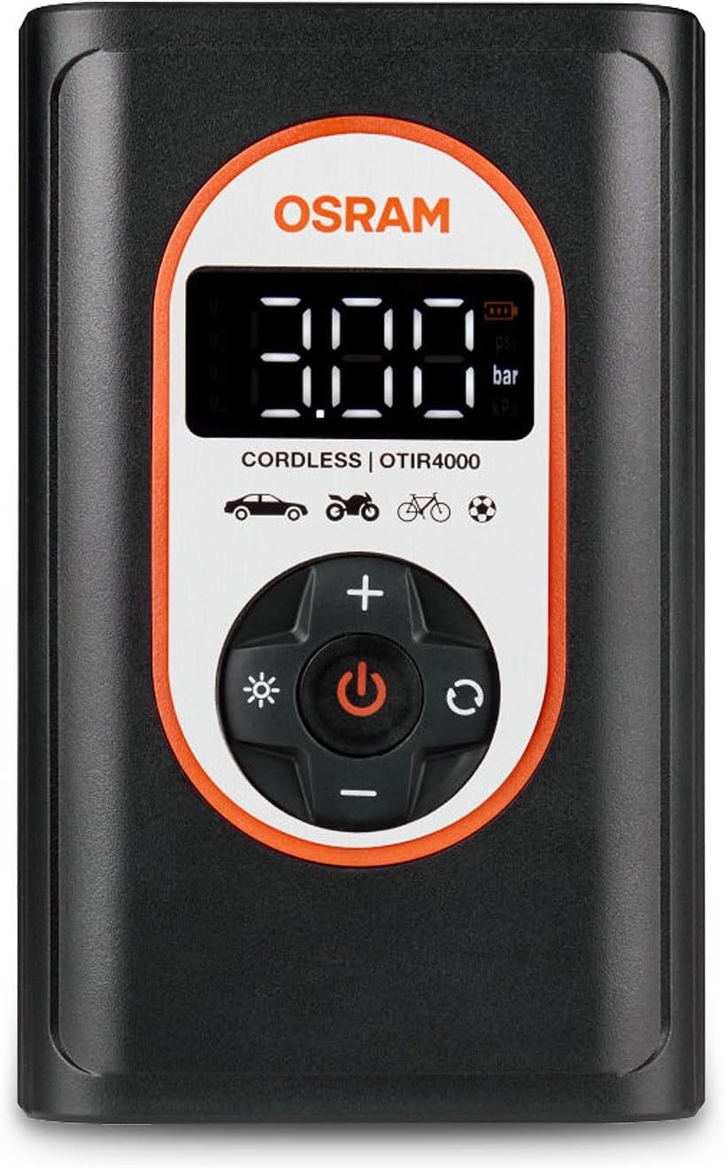 OSRAM TYREinflate 4000, wiederaufladbarer und kabelloser Reifenfüller, programmierbarer digitaler Lu