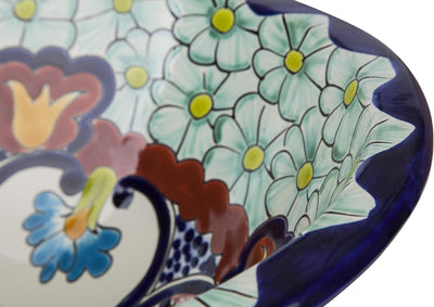 Juanetta - Kleines buntes Waschbecken, Mexikanische Oval Einbauwaschbecken | Klein Keramik Talavera