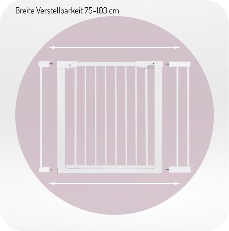 MoMi Baby-Absperrgitter PAXI Plus, Tür- und Treppenschutzgitter 75-82 cm erweiterbar bis 103 cm, ink