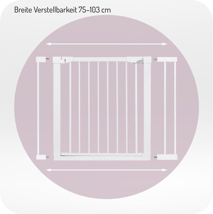 MoMi Baby-Absperrgitter PAXI Plus, Tür- und Treppenschutzgitter 75-82 cm erweiterbar bis 103 cm, ink