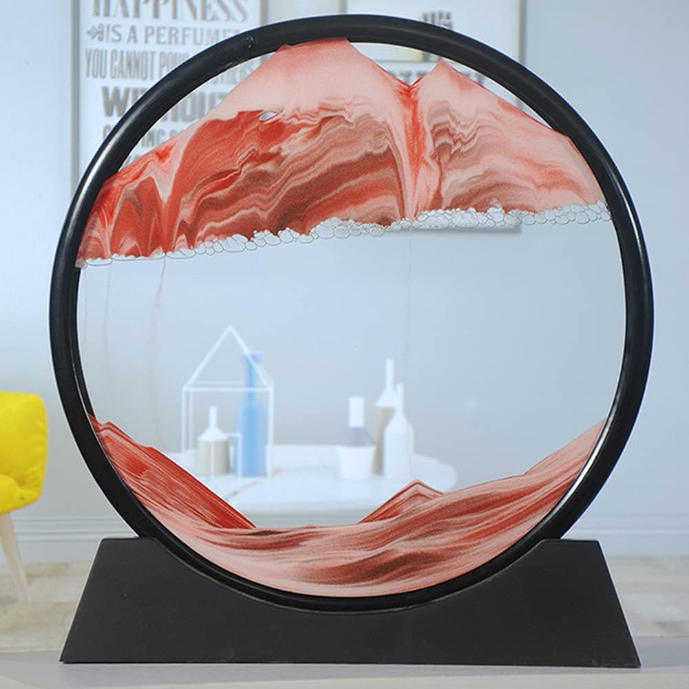 LINPING Fliessendes Sandgemälde, bewegliches Sandkunstbild, rundes Glas, 3D-Tiefsee-Sandlandschaft i