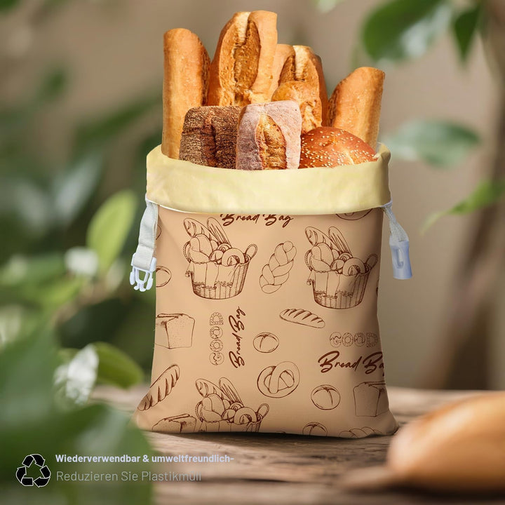 Aofmee Wiederverwendbare Bienenwachs Brotbeutel 43×33 cm, natürliche Bienenwachs-beschichtete Baumwo
