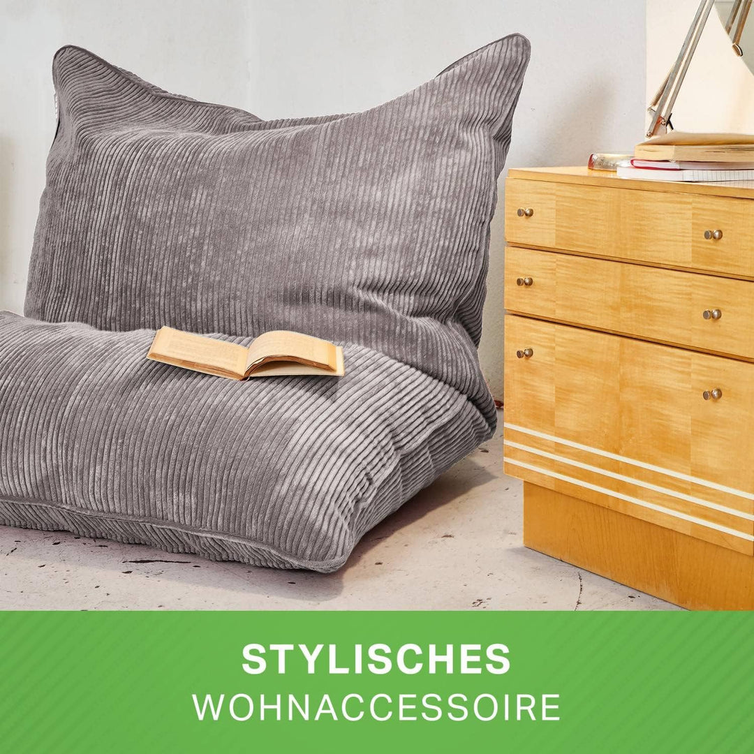 Green Bean XXL Sitzsack aus Cordstoff 370 Liter EPS-Perlen Füllung - Kuschelig Weich Robust & Waschb