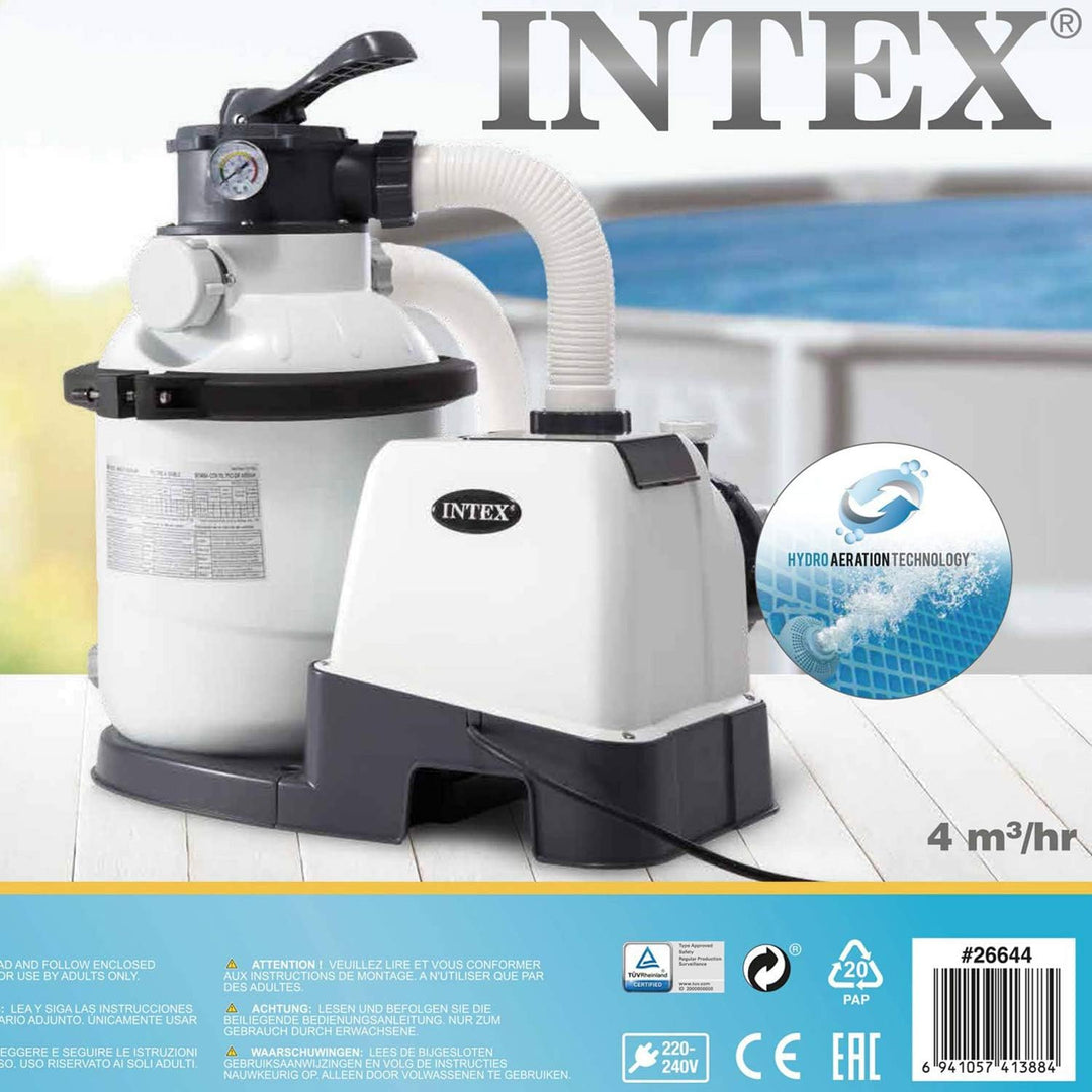 Intex 28646GS Sandfilter, 6,0 m³/h, Kessel Durchmesser 305 mm, 230 V, 190 W, 23 kg Sand Timer, Ansch