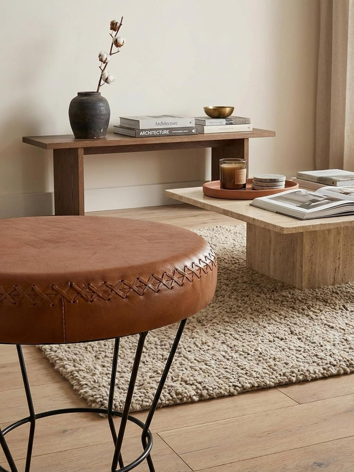 KADIMA DESIGN Industrial Sitzhocker, Sicherer Sitzkomfort in extravagantem Echtleder