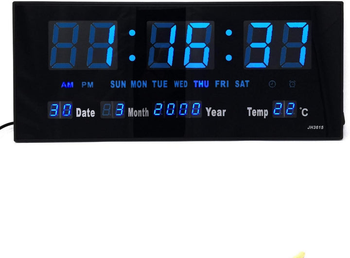 Starlet24 LED Wanduhr mit Timer Wecker Schlummer Kalender Temperatur grosse LED-Anzeige 36x15cm (JH3