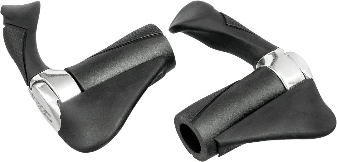 ergotec AKSB10 MTB Fahrradgriffe (87/87mm | ø22mm | schwarz/Silber), Schwarz