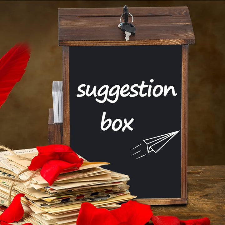 unho Vorschlagsbox aus Kieferholz, Spendenbox Briefkasten zur Wandmontage, Mailbox mit Schloss, Samm