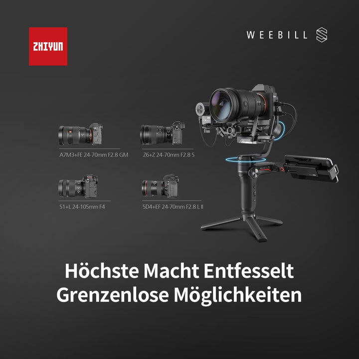 ZHIYUN Weebill S [offiziell] Stabilisator Kamera, 3-Achsen Gimbal für DSLR- und Spiegelkamera, leich