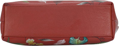 Anuschka Women's Frame Crossbody Tasche aus Echtleder, handbemalt, mittlere Grösse mit Rahmen Crimso
