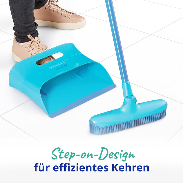 Spontex Catch & Clean Set aus Gummibesen und Kehrblech für den Innenbereich, Set aus Gummibesen und