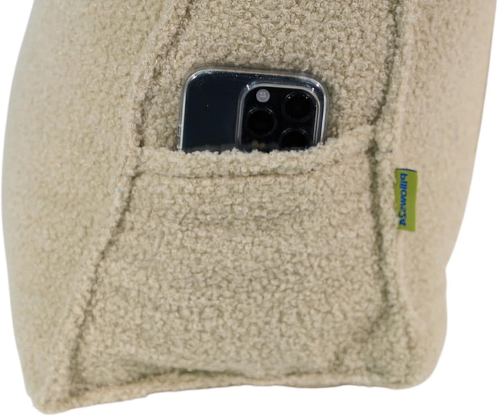 Rückenkissen für Bett & Sofa mit abnehmbarem, waschbarem Bezug [ 160 cm/Beige/Boucle ] Bequemes Keil