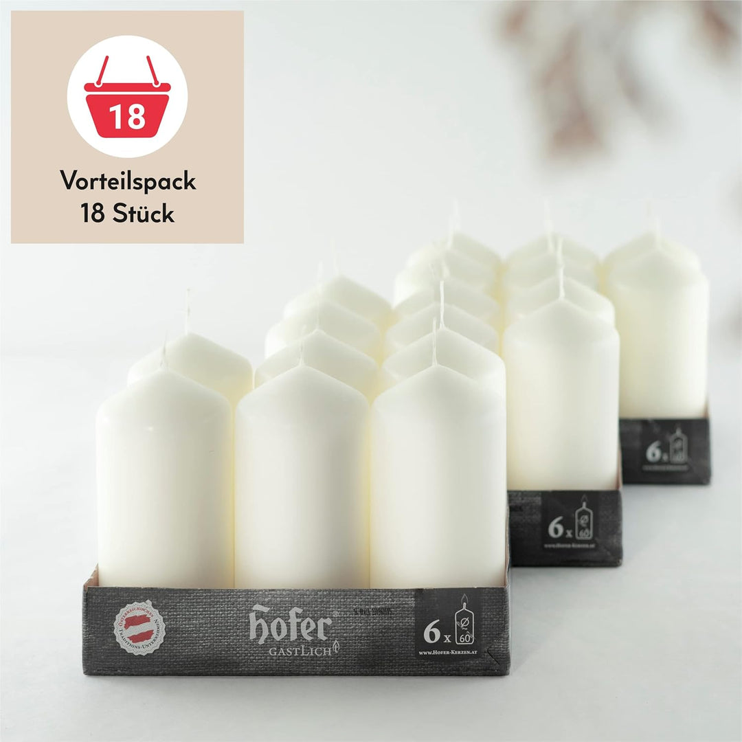 HOFER STUMPENKERZEN 58 x 120 mm – elfenbein, creme, champagner | besonders lange Brenndauer ca. 39 S