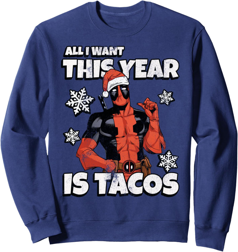 Marvel Deadpool Weihnachten All I Want This Year Is Tacos Sweatshirt