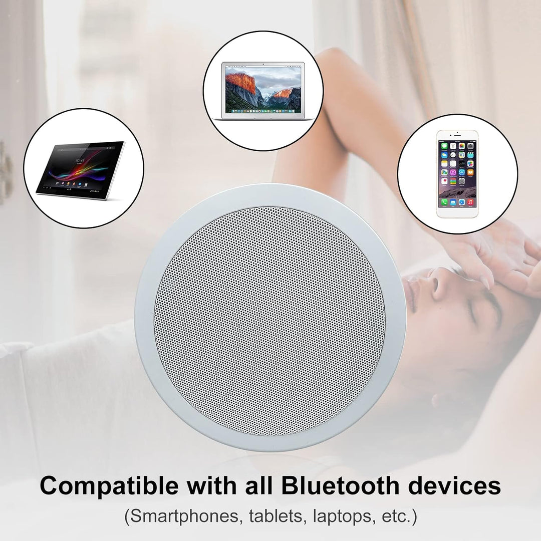 Herdio 6,5 Zoll BluetoothDeckenlautsprecher, 160 Watt Kompatibel Einbaulautsprecher, Bündige Montage