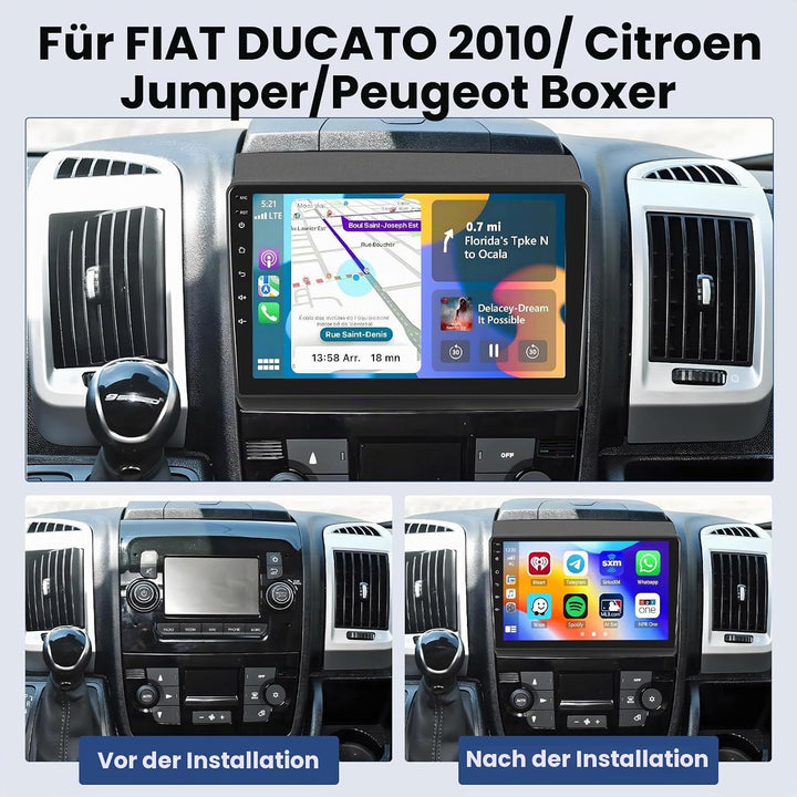 Hikity 2+64G Android 15 Autoradio für FIAT DUCATO 2010/Citroen Jumper/Peugeot Boxer Radio Wireless C
