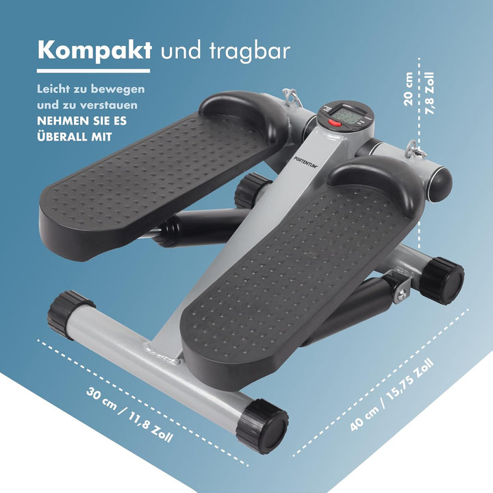PORTENTUM Mini Stepper für Zuhause mit Widerstandsbändern und LCD-Display 5 Funktionen — Stairmaster