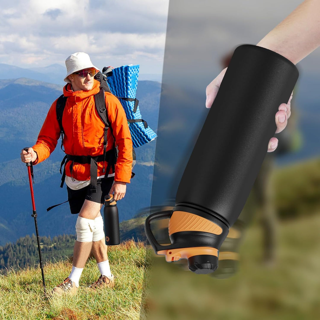 Fjbottle Edelstahl Trinkflasche Sport mit Magnetischem Deckel 1L, 800ml, 600ml, 400ml BPA-Frei Ausla