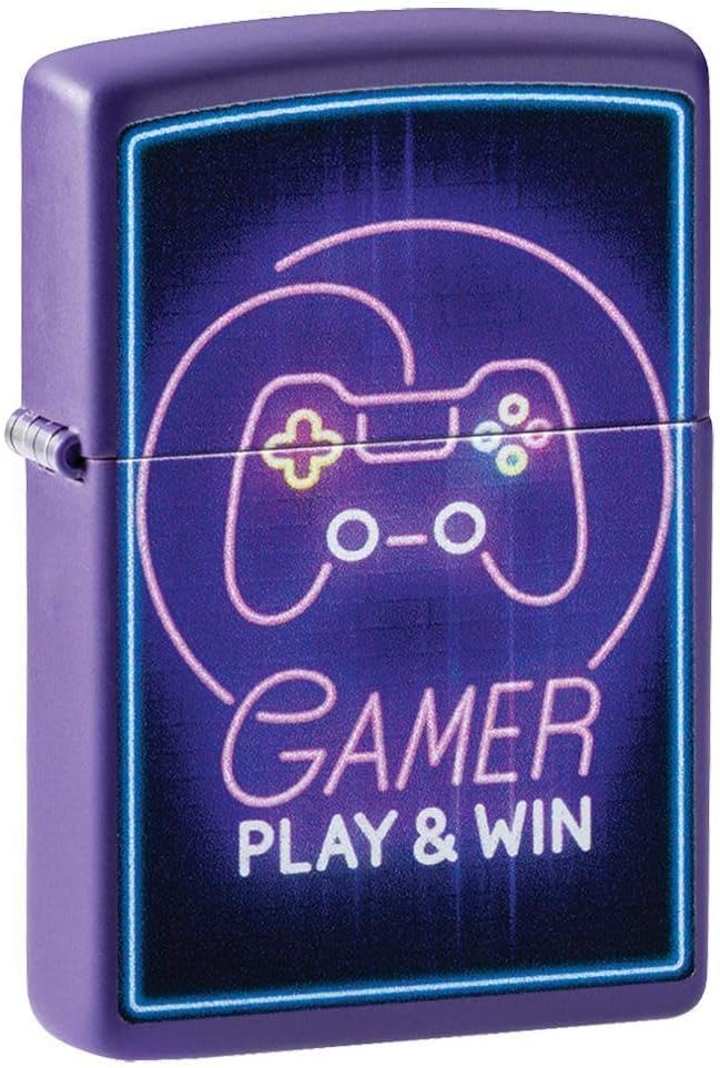 ZIPPO 49157 – Game Design Play & Win - Deep Purple Matte - Color Image- Sturmfeuerzeug, nachfüllbar,